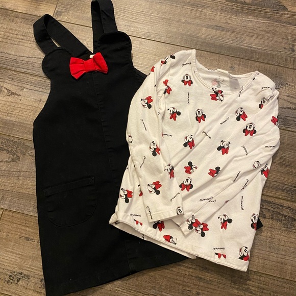H&M Disney 2-piece Minnie Mouse black denim Jumper and Long sleeve set - Picture 5 of 5